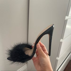 Black fuzzy heels